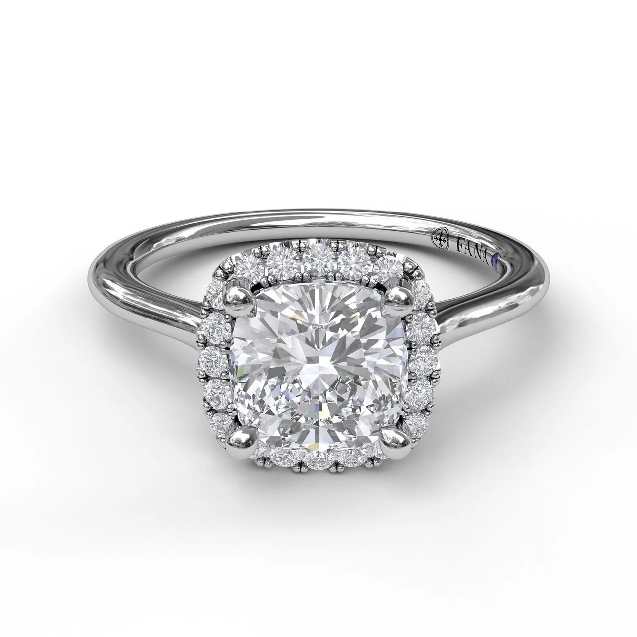FANA Classic Cushion Halo Engagement Ring Setting - Image 3
