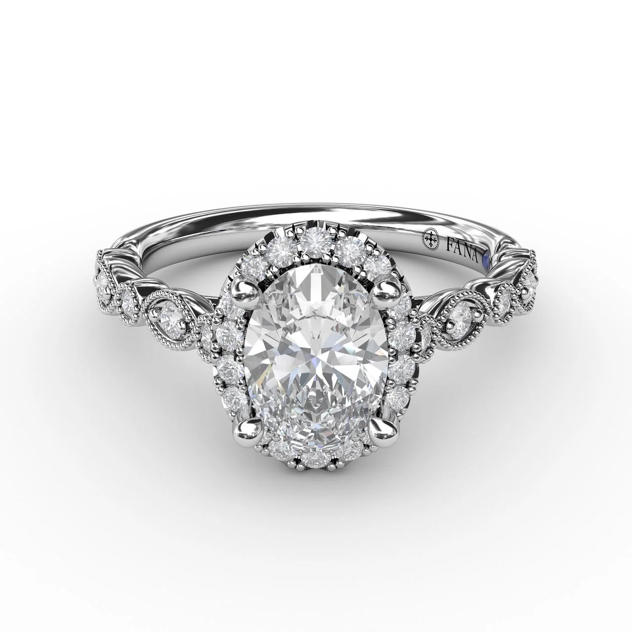 FANA Classic Diamond Engagement Ring Setting with Detailed Milgrain Band - Image 3