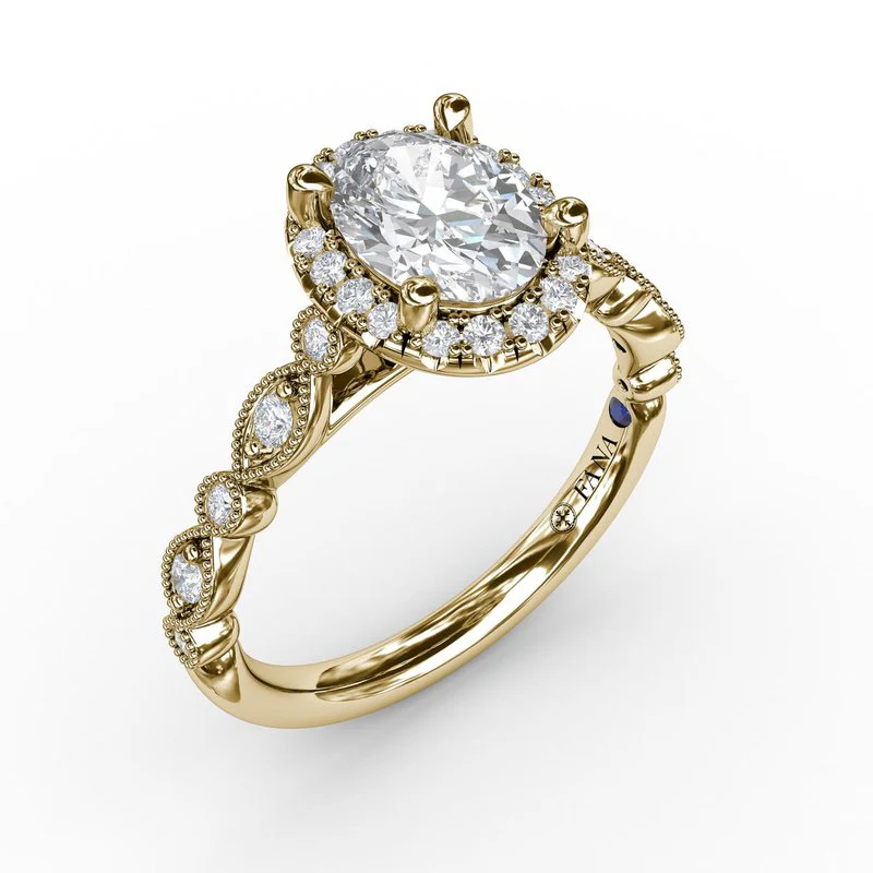 FANA Classic Diamond Engagement Ring Setting with Detailed Milgrain Band - Image 5