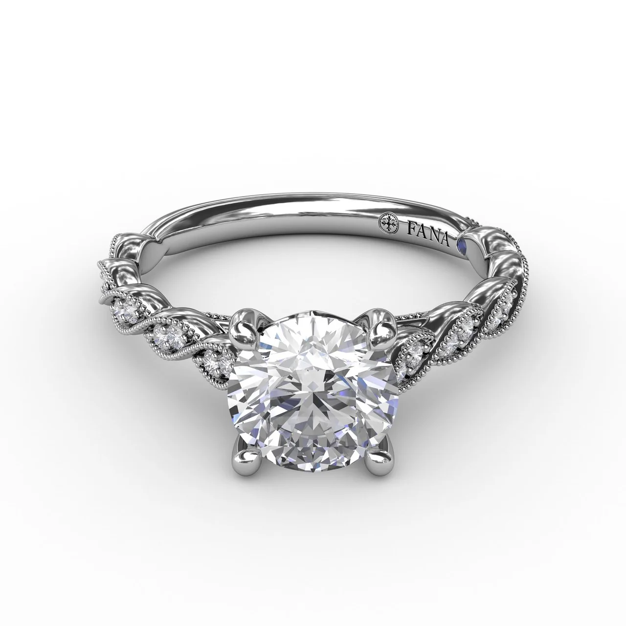 FANA Classic Diamond Solitaire Engagement Ring Setting With Diamond Twist Band - Image 3