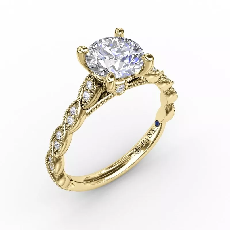 FANA Classic Diamond Solitaire Engagement Ring Setting With Diamond Twist Band - Image 5