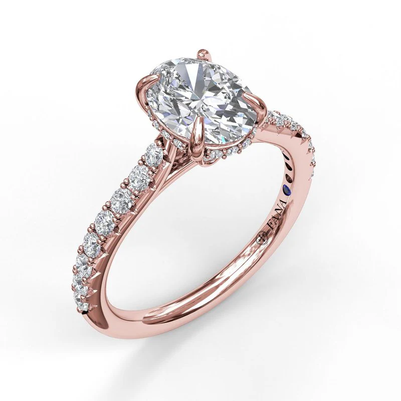 FANA Classic Oval Cut Solitaire With Hidden Halo Ring Setting - Image 4