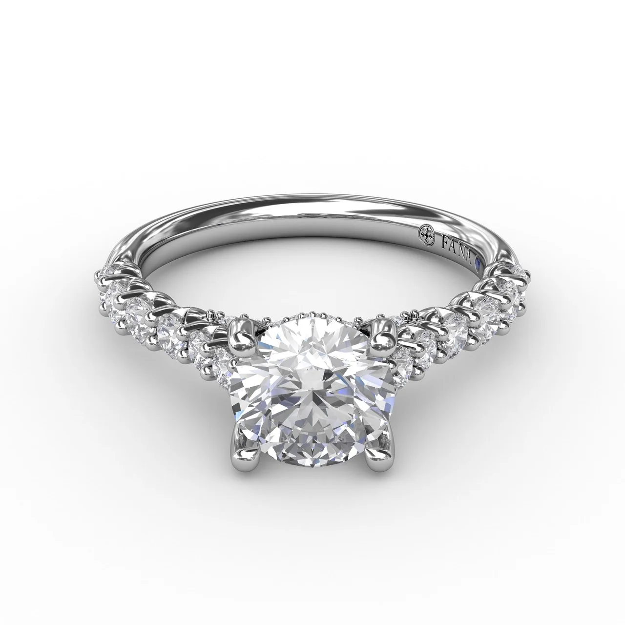 FANA Contemporary Diamond Solitaire Engagement Ring Setting With Hidden Halo - Image 3