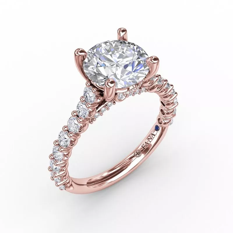 FANA Contemporary Diamond Solitaire Engagement Ring Setting With Hidden Halo - Image 6