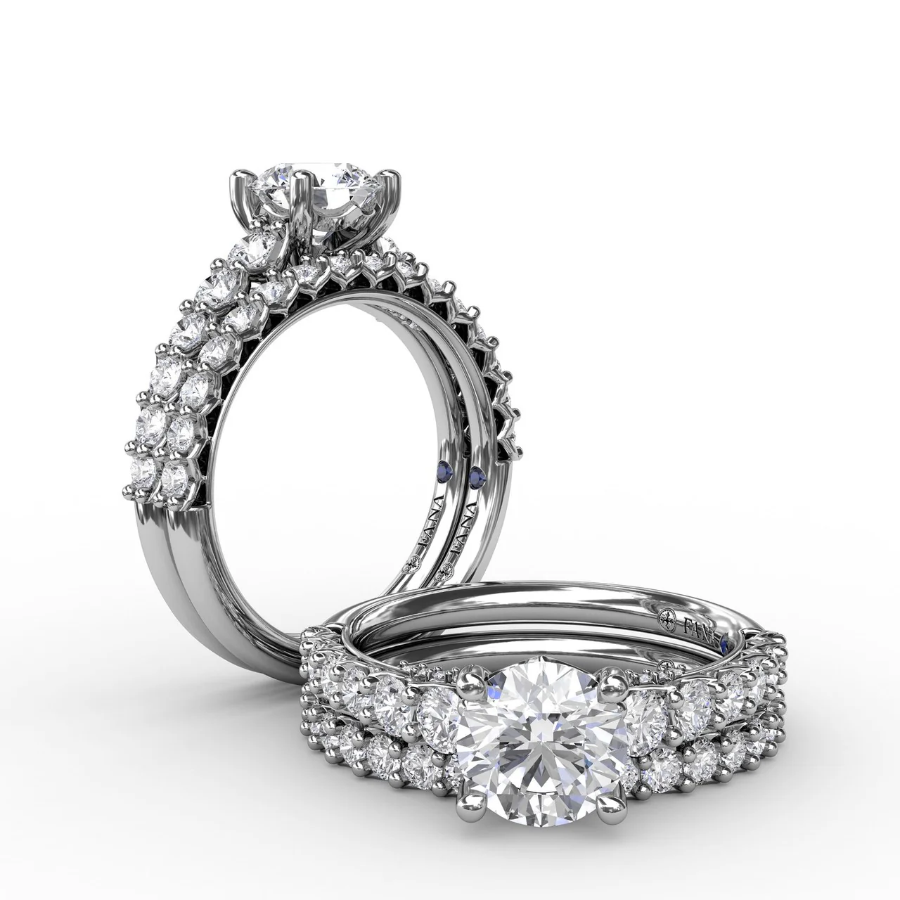 FANA Contemporary Diamond Solitaire Engagement Ring Setting With Openwork Diamond Band - Image 4
