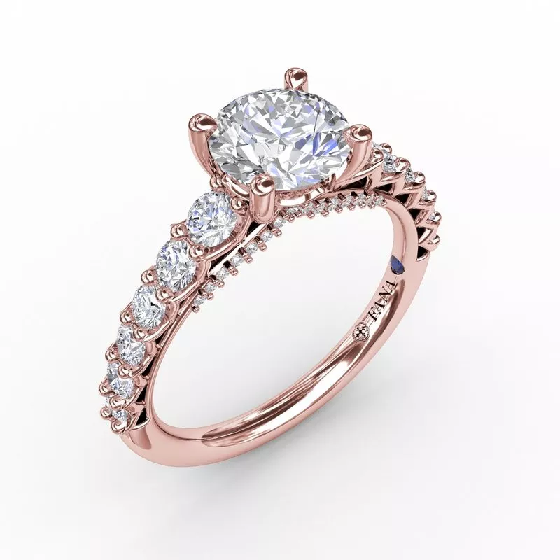 FANA Contemporary Diamond Solitaire Engagement Ring Setting With Openwork Diamond Band - Image 6
