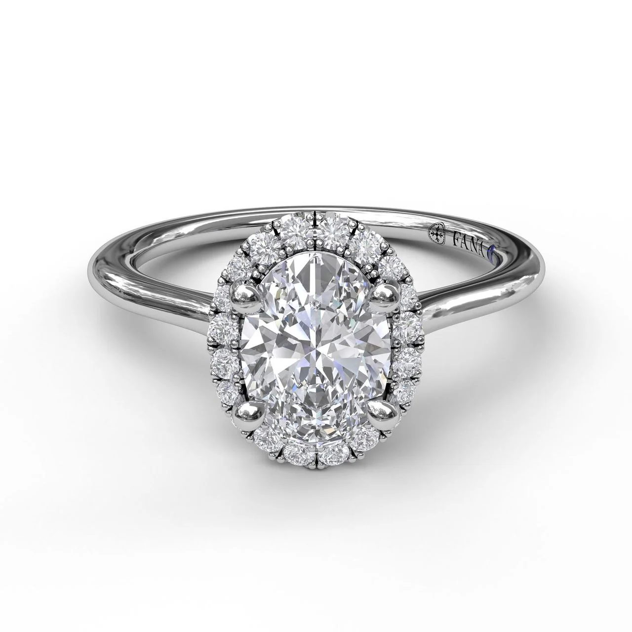 FANA Oval Cut Halo Engagement Ring Setting - Image 3