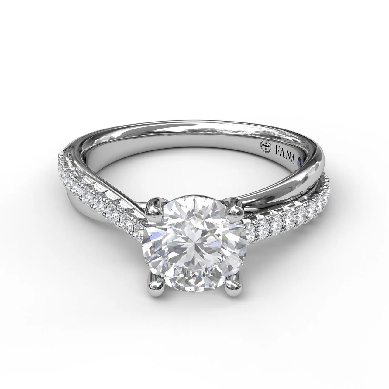 FANA Round Cut Solitaire With Criss Cross Band Ring Setting - Image 3
