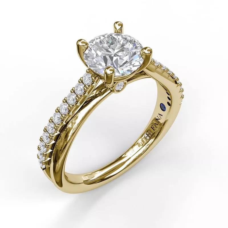FANA Round Cut Solitaire With Criss Cross Band Ring Setting - Image 4